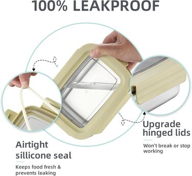 Контейнери для зберігання продуктів Misichao з нержавіючої сталі з кришками, штабелювані контейнери для їжі для кухні та комори, герметичні, багаторазові, металеві ланч-бокси Bento для дітей та дорослих, 650 мл, 4 білих жовтих рожевих зелених 650 мл 650 м