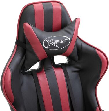 Геймерське крісло з бордової штучної шкіри з високою ергономічною спинкою, регулюванням висоти та поворотом на 360 градусів для оптимального положення сидіння, включаючи 5 нейлонових коліщаток для тихого руху. 30 x 18 x 5 см.