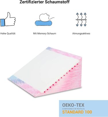 Подушка для спини - Клин-подушка для ліжка - 60 x 50 x 30 см - з шаром піни з ефектом пам&39яті, знімний та пральний чохол - Подушка для читання, Клин-наматрацник, Ергономічна подушка, Картатий сірий