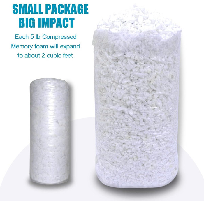 Кг білого натертого наповнювача з піни з пам&39яттю форми, мішки для сидіння, наповнювач з піни, подушки, лежанки для собак, стільці, подушки та вироби, з додаванням гелевих частинок, м&39які та 5 фунтів білого - Білий (Білий), 2,3