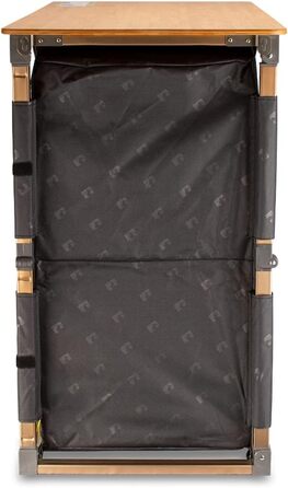 Кемпінгова шафа Zempire Design XXL з натуральним та стійким до атмосферних впливів бамбуковим верхом, повністю складна та надзвичайно міцна, 4 великі відділення для зберігання