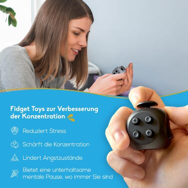 Преміум якості, Fidget Cube з ексклюзивним захисним футляром, іграшка проти стресу, іграшка для СДУГ, іграшка для антистресу, Fidg