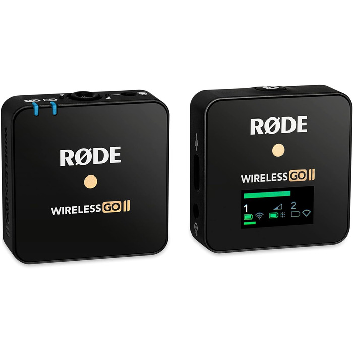 Ультракомпактна бездротова двоканальна мікрофонна система RØDE Wireless GO II Single з вбудованим мікрофоном, вбудованою функцією