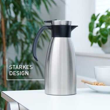 Глечик Emsa з м&39якою рукояткою, 1 літр, нержавіюча сталь, зберігає напої гарячими протягом 12 годин холодними протягом 24 годин, герметичний, нековзка ручка, чорний, 508932 чорний 1000 мл одинарний