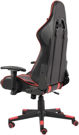 Ергономічне поворотне ігрове крісло, червоний ПВХ з 2 подушками, регульоване по висоті офісне крісло з високою спинкою та колесами для комфорту та підтримки, вантажопідйомність до 110 кг