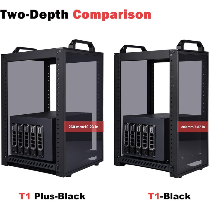 Дюймова серверна шафа, міні-стійка глибиною 260 мм з полицею та заглушкою, для NAS, AV та мережевого обладнання (чорна), 1 Plus, 8U 10-