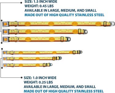Нашийник для собак Історія Іграшок, дерев'яна пряжка у стилі ковбоя, жовто-червоно-коричневий, ширина 2,5 см, регульований розмір 38-66 см (великий)