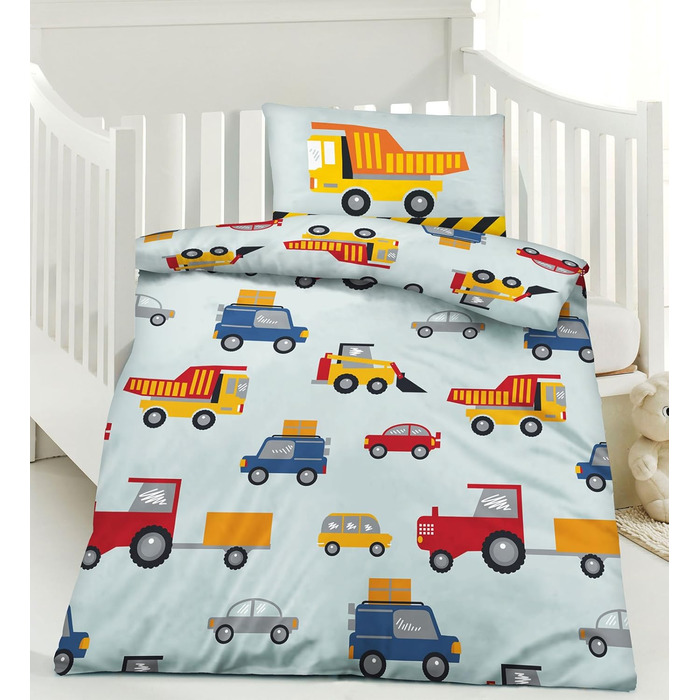 Дитяча постільна білизна дитяча постільна білизна мікрофібра 100x135 будівельний майданчик 415398