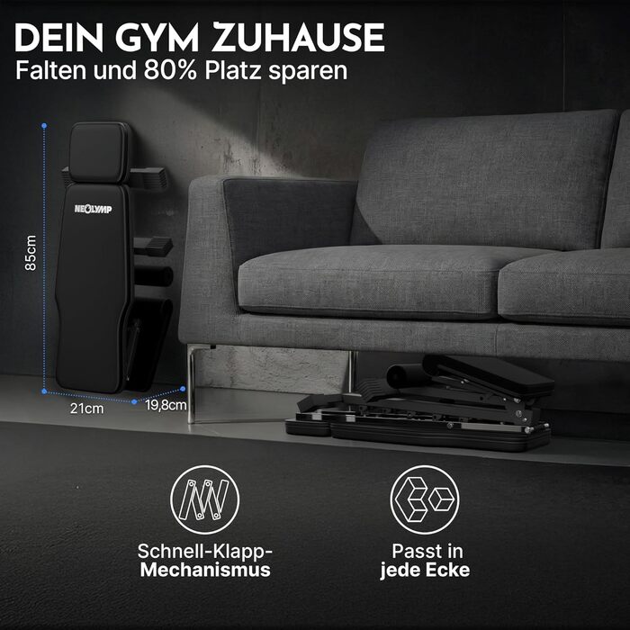 Силова лава NEOLYMP для домашнього використання, вантажопідйомність до 450 кг, складна та регульована, чохол під карбон із 72 варіантами регулювання, включаючи доступ до електронної книги та додатку ідеально підходить для жиму лежачи та силових тренувань.