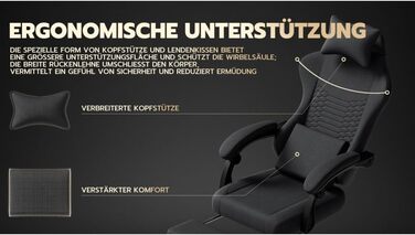 Ігрове крісло/офісне крісло, ергономічне, масажне сидіння з регульованою підставкою для голови та ніг, регульованими підлокітниками та 3D-підлокітниками, сталевий каркас (червоний) чорна тканина