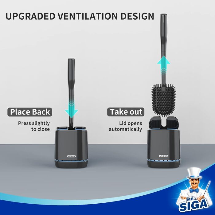 Щітка для туалету з тримачем, щітки для туалету з настінним тримачем для ванних кімнат, чорна