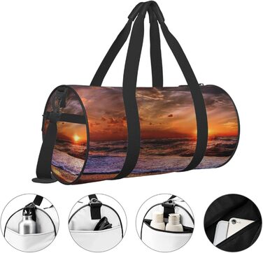 Спортивна сумка, дорожня сумка, пляжна сумка, принт Схід сонця, сумка на нічліг, чорна, універсальний розмір, сумка для подорожей