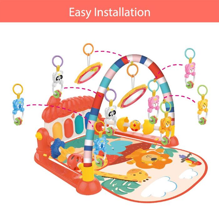 Ігровий килимок Eners Baby Gym Килимок для музичної активності Піаніно Baby Play Gym Час животика М'який килимок для малюків новонароджених малюків (гриби червоні)