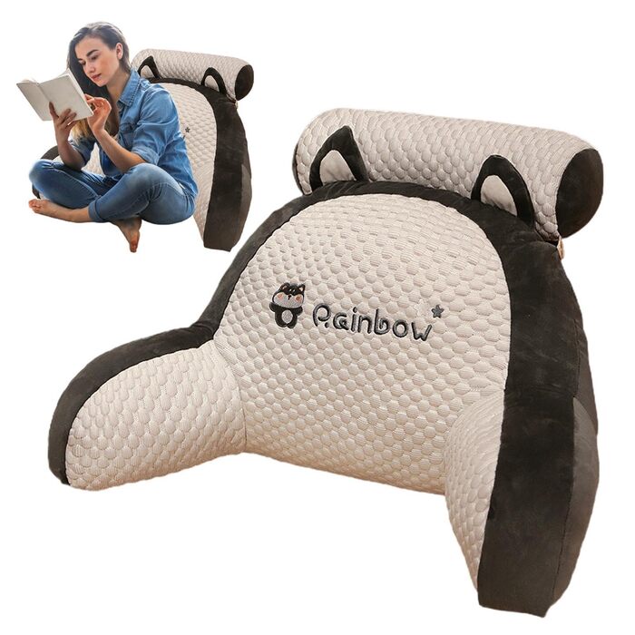 Приліжкова подушка для читання, м&39яка подушка з підлокітниками Надзвичайно зручна підтримка спини, ергономічна подушка. Для читання, гри або перегляду телевізора. 50x70 см, рисова хаскі
