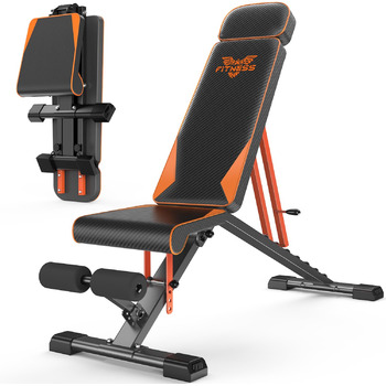 Складана регульована багатофункціональна похила лава з 8-позиційним регулюванням спинки та стрічкою опору / 4-позиційне регулювання навантаження 400 кг Професійна лава для силових тренувань