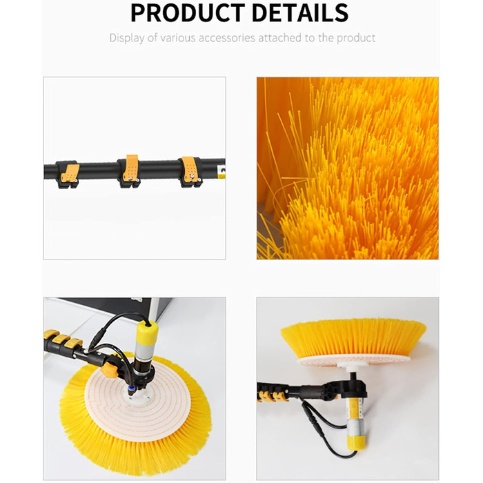 Електрична щітка для чищення сонячних панелей з водою для миття фотоелектричних панелей інструмент для чищення скла / 5M
