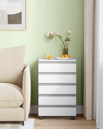 Пересувний контейнер Hzuaneri, мобільна шафа для документів, шафа з 5 висувними шухлядами, шафа для зберігання речей для офісу та домашнього офісу, білий 40 x 40 x 70 см FC55503X