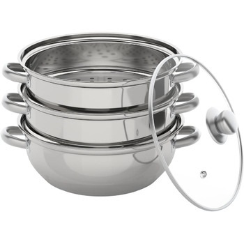 Пароварка, каструля Шарувата пароварка скороварка скороварка скороварка скороварка з нержавіючої сталі (3-шарова 28см)
