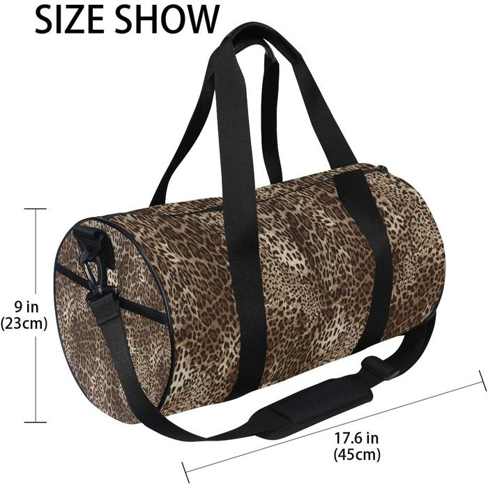 Спортивна сумка з леопардовим принтом, коричнева, з міцної тканини, дорожня сумка, для подорожей на вихідні, чоловіча та жіноча, для спорту та на нічліг