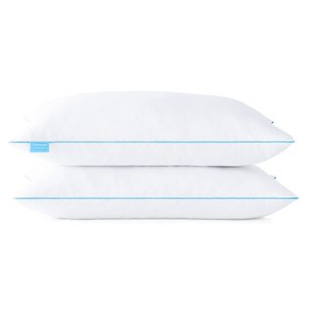 Подушка Linenspa 40x80 см Комплект з 2 шт. Подушка середньої жорсткості Сертифікована Oeko-Tex Виготовлена з подрібнених пластівців піни з ефектом пам&39яті, Біла 40 x 80 см