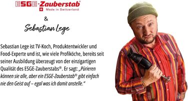 Занурювальний блендер ESGE Zauberstab M 160 G Gourmet 90610, 160 Вт, 2 швидкості до 15 000 об/хв, ергономічна ручка, надійний двигун, з аксесуарами, Made in Switzerland