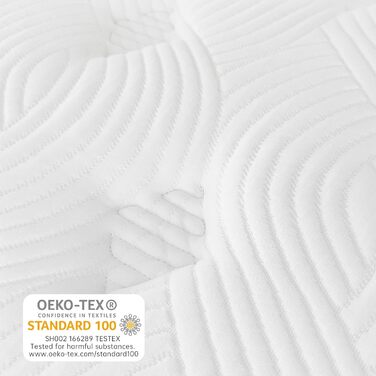 Матрац TeQsli з гелевим пружинним покриттям 140x200 см Висота 25 см Гелевий пружинний матрац з піною з ефектом пам&39яті для зняття тиску, ортопедичний та ергономічний 9-зонний матрац, сертифікований H3, Oeko-Tex та CertiPUR 25 см 140x200x25 см