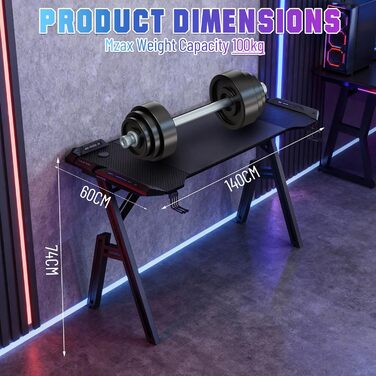 Ігровий стіл Storeo Imp, 140 x 60 см, МДФ / сталь / вуглецеве волокно, чорний