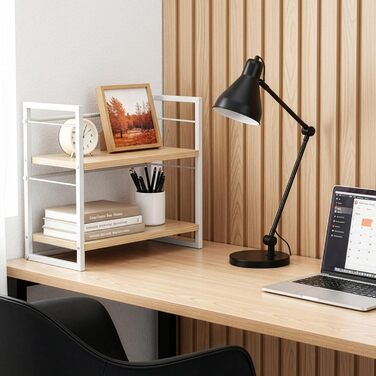 Дерев&39яний органайзер для полиць на столі, книжкова полиця для офісного столу, декор для полиць для зберігання та шаф, полиця для столу та комода, аксесуари для книжкових полиць, полиця для зберігання (білий)