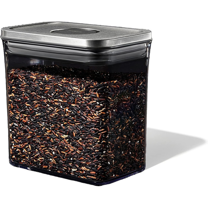 Контейнер OXO SteeL POP плоский (1,6 л) прямокутна банка для зберігання продуктів з кришкою, що забезпечує герметичність. Прямокутник 1.6 л