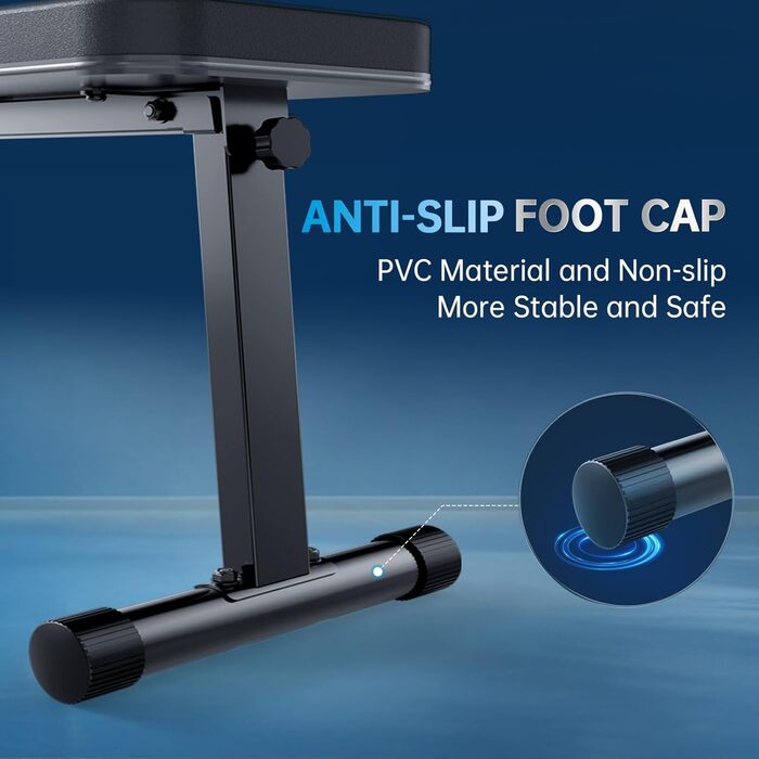 Силова лава, плоска лава, складна фітнес-лава для тренування всього тіла, силова лава для домашнього спортзалу, чорно-синя