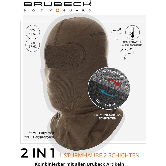 Унісекс Рама Трубка Балаклава Функціональний Мериносова вовна Багатофункціональний шарф Шарф на шию Шарф на шию L-XL Хакі