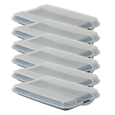 Набір із 6 преміальних контейнерів Novaliv для делікатесів антрацитового кольору з прозорими кришками, контейнери для зберігання ковбас та сиру, розміри 25x17x3 см, органайзер для холодильника, коробка для хрустких хлібців, необхідні кухонні гаджети для д