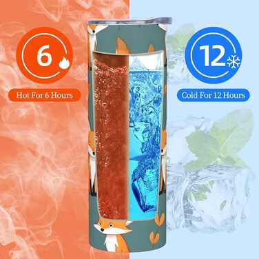 Кухоль з прямою трубочкою, 590 мл, жовта лисиця, принт, дорожній кухоль, підходить для кемпінгу, офісу та дому