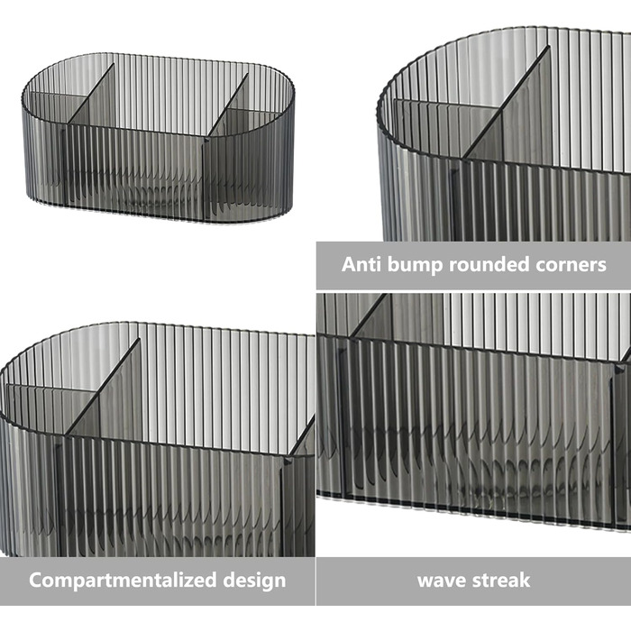 Органайзер для косметики DASITON, органайзер для пензлів з 5 відділеннями, акриловий косметичний контейнер великої місткості, тримач для пензлів, органайзер для туалетного столика, помади та засобів догляду за шкірою (сірий)