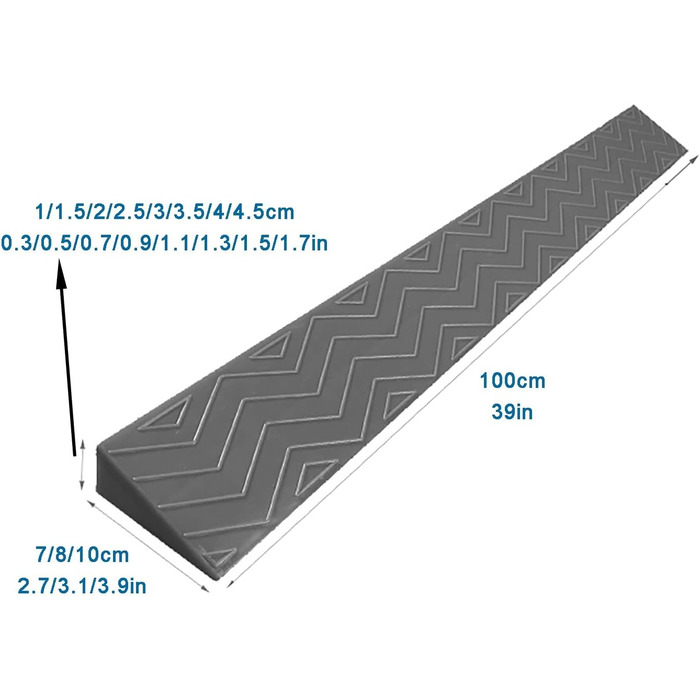 Пандус для інвалідного візка, пандус для інвалідного візка Порогова смуга Пороговий пандус для інвалідного візка, портативний робот для підмітання дверей, пандус для бордюру (розмір 100x10x3 см)
