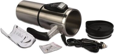 Дорожня кружка InGenious з підігрівом з нержавіючої сталі з 4 рівнями нагріву, адаптером для прикурювача 12 В та місткістю 450 мл