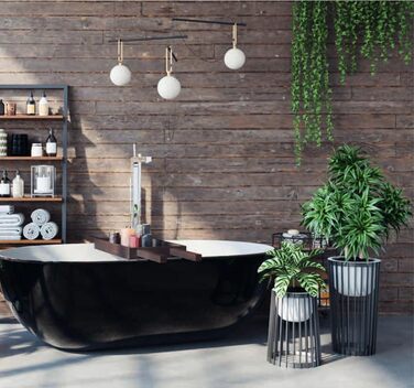 Комплект підставок для квітів Ø 30 см x В 40 см та 54 см Підставка для рослин виготовлена з міцного пластику, використовується з обох боків Квітковий стілець для використання в приміщенні та на вулиці Сучасний та практичний столик для рослин Чорний 30 см 