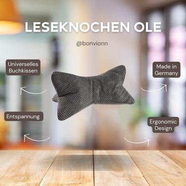 Ергономічна форма опори для шиї або попереку Ole Reading Bone, гнучка (середньо-сіра)
