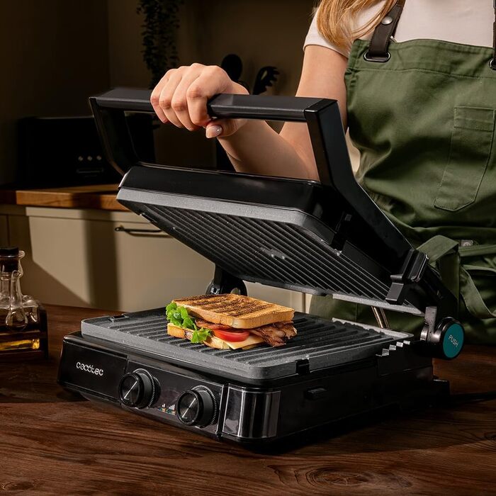 Електричний контактний гриль Cecotec Rock'nGrill 2200 Dual, розкриття 180, 29x23 см, 2200 Вт