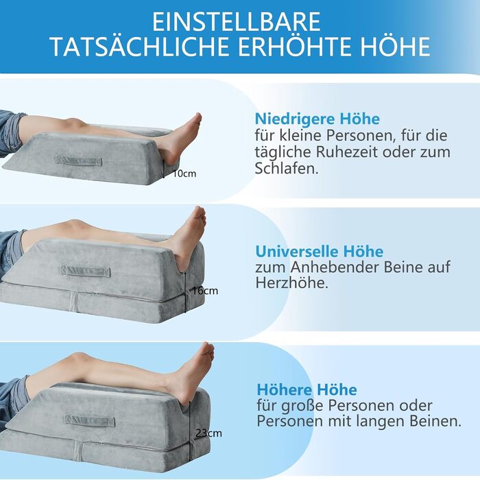 Ергономічна подушка для підняття ніг з регулюванням висоти, для використання після операцій, травм або для відпочинку - подушка для підняття ніг, подушка для лімфодренажу для підняття ніг