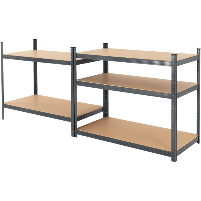 Стелаж для майстерні ECD Germany, міцний стелаж, 200x100x60 см, антрацит, метал з порошковим покриттям, 5 полиць МДФ, вантажопідйомність до 875 кг, стелаж для зберігання, стелаж без ригелів, стелаж для підвалу, стелаж для гаража, металевий стелаж, 200 x 1