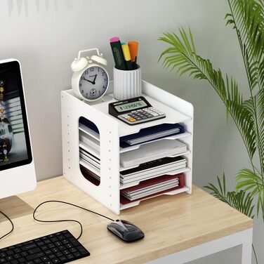 Портативний лоток для документів формату A4, лоток для листів, лотки для документів, настільний органайзер для файлів з ПВХ, лоток для паперу, система зберігання файлів, тримач для документів для офісу, навчання, школи (5 рівнів)