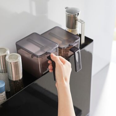 Розсувна підставка для спецій Yamazaki 6004 TOWER, чорна, сталь/поліпропілен, мінімалістичний дизайн, 12,5 x 5093 x 36,7 см (Д x Ш x В)