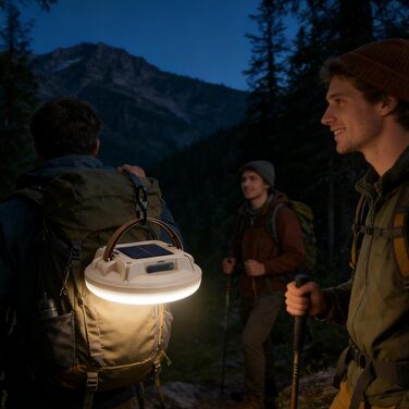 Сонячний ліхтар, водонепроникний з режимами освітлення, портативний кемпінговий ліхтар із сонячною енергією для походів, альпінізмом, риболовлі, дому, відключення електроенергії, бежевий