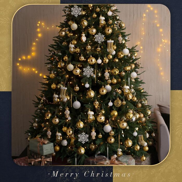 Набір із 128 різдвяних кульок золотих та білих SOLEDI