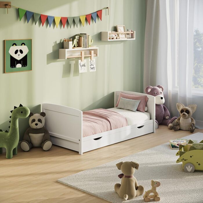 Дитяче ліжечко-трансформер 70x140 з шухлядою та матрацом, ліжечко, дитяче ліжко, регульована висота та знімні поручні інші розміри 60x120 см 70x140 см від народження до 6 років, біле 70x140 см з шухлядою / з матрацом