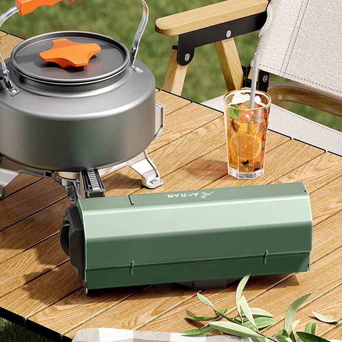 Кемпінгова плита SYFUNLV, портативна газова варильна поверхня з сумкою для перенесення, складна плита 27,5 * 10,5 см з газовим картриджем, кемпінгова плита 2,6 кВт з п'єзопідпалом, для кемпінгу, походів і вечірок (зелена)