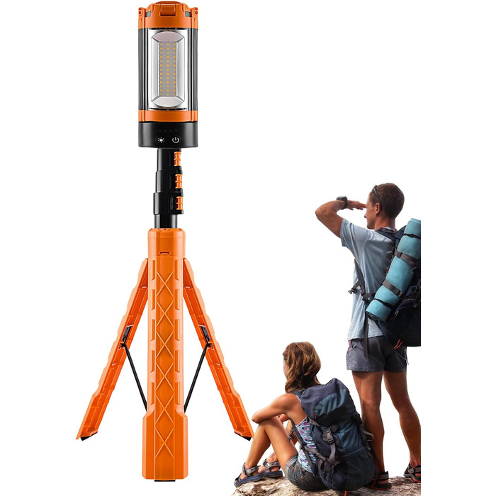 Світлодіодний ліхтар-штатив - висувна підставка від 54 до 164 см, водонепроникний кемпінговий ліхтар з ABS-пластику, лампа ємністю 10000 мАг з регульованою яскравістю та гачком Портативний робочий ліхтар для Різдва