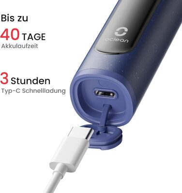 Блакитний Подарунковий Набір Електрична зубна щітка з 3 насадками, Водонепроникна IPX7, 5 режимів чищення, Таймер, Чохол для подорожей, Блакитний колір ()