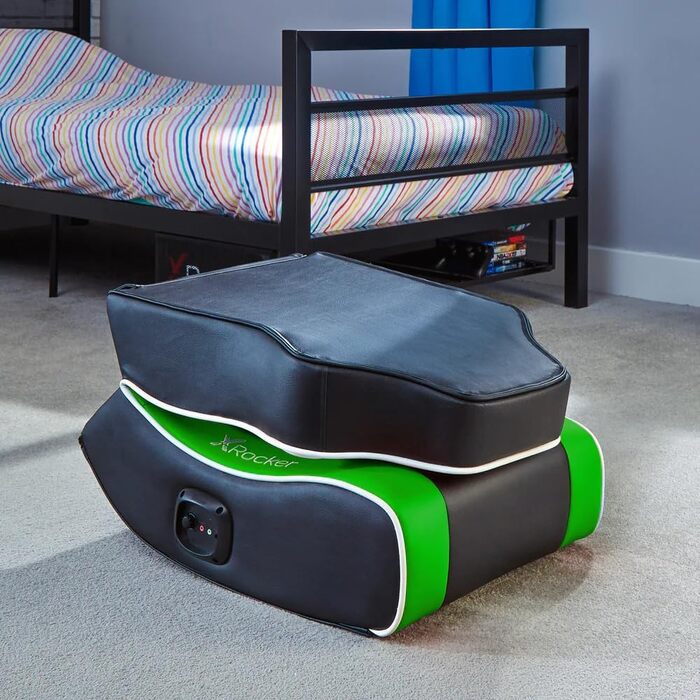 Дитяче ігрове крісло-гойдалка X Rocker Shadow 2.0 з аудіосистемою 2.0 - зелене/чорне/біле